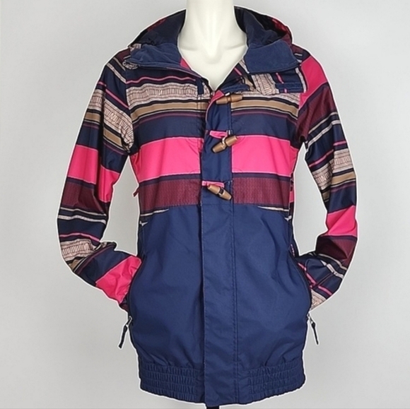 O'Neill Women's Freedom Nobility Insulated Winter Jacket Pink Blue Stripes Sz S - Picture 3 of 16